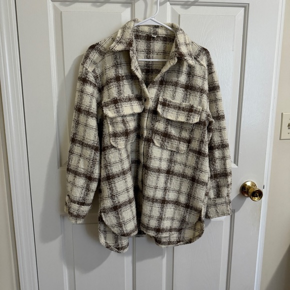 Brown Flannel Plaid Shacket - Picture 3 of 4